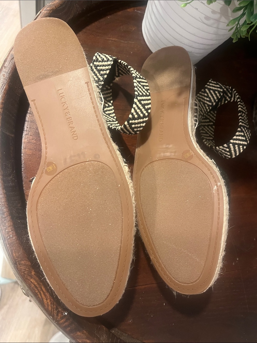 Lucky Brand Black Woven Espadrille Flats with Patterned Ankle Straps - Picture 4 of 10